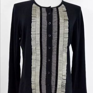 CAbi Tuxedo Fringe Cardigan Size: S